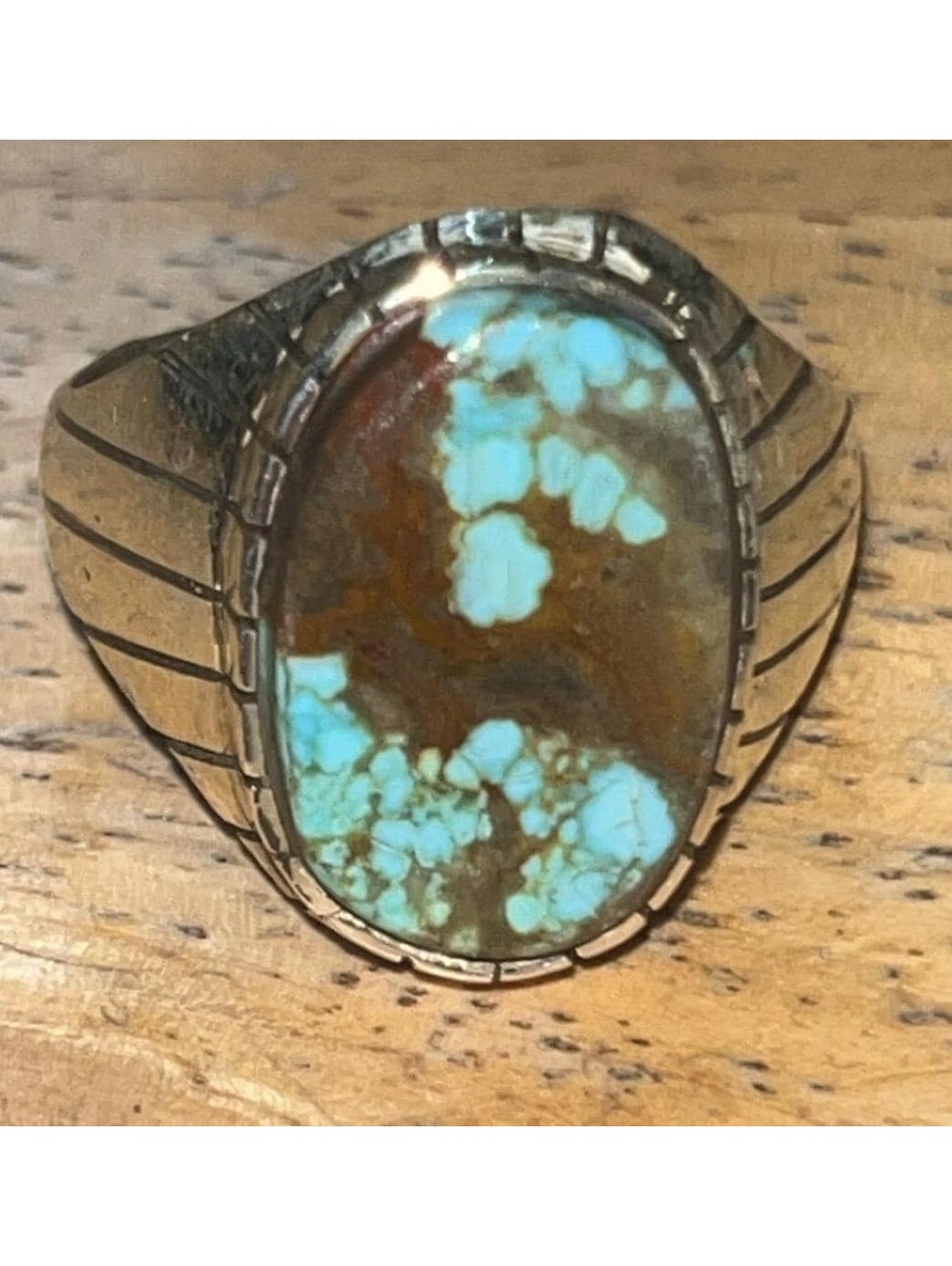 Navajo jewelry handmade turquoise stone sterling silver ring size 12 Trevor Jack